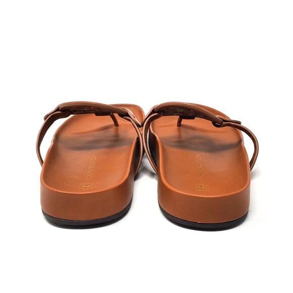 Tory Burch Miller Cloud Thong Sandals Calf Leather Aged Camello Brown Size 7 - Picture 6 of 11